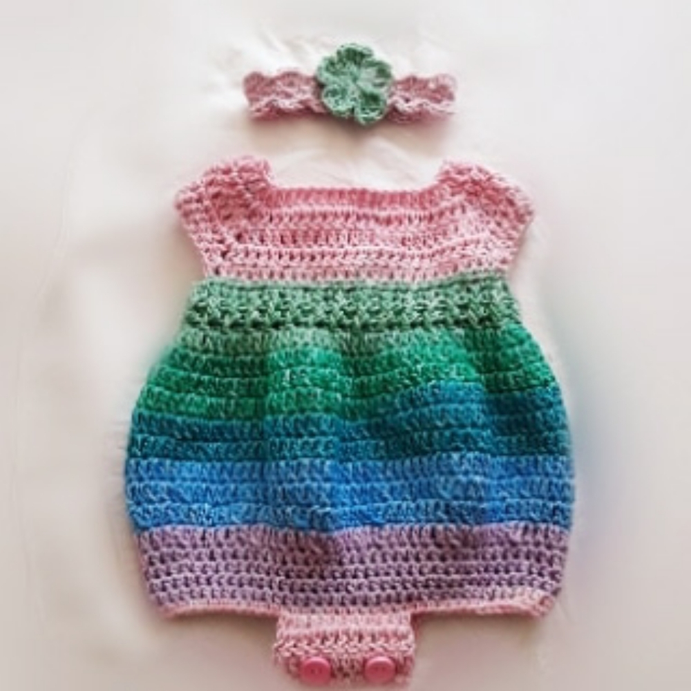 0-3 Months Handmade Baby Girl Romper Set